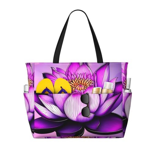 ShyHhts Purple Lotus große Kapazität Strand-Reisetasche, Damen-Handtasche ist wasserdicht und sanddicht, geeignet für Reisen, Strandurlaub usw. ShyHhts Purple Lotus große Kapazität Strand-Reisetasche, Damen-Handtasche ist wasserdicht und sanddicht, geeignet für Reisen, Strandurlaub usw. von ShyHhts