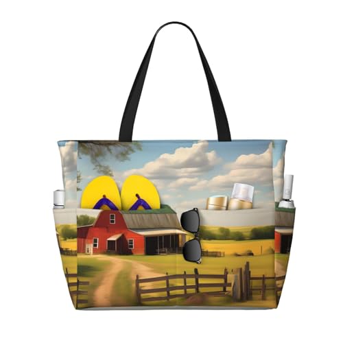 ShyHhts Ranch View Strand-Reisetasche mit großer Kapazität, Damen-Handtasche ist wasserdicht und sanddicht, geeignet für Reisen, Strandurlaub usw. ShyHhts Ranch View Strand-Reisetasche mit großer Kapazität, Damen-Handtasche ist wasserdicht und sanddicht, geeignet für Reisen, Strandurlaub usw. von ShyHhts
