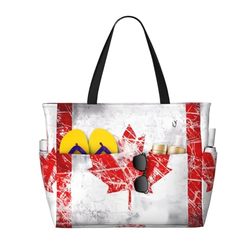 ShyHhts Retro-Reisetasche mit Kanada-Flagge, großes Fassungsvermögen, Damen-Handtasche ist wasserdicht und sanddicht, geeignet für Reisen, Strandurlaub usw. ShyHhts Retro-Reisetasche mit Kanada-Flagge, großes Fassungsvermögen, Damen-Handtasche ist wasserdicht und sanddicht, geeignet für Reisen, Strandurlaub usw. von ShyHhts