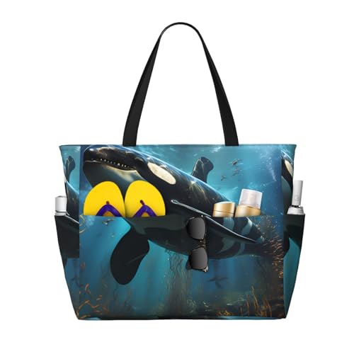 ShyHhts Riesige Killerwale große Kapazität, Strand-Reisetasche, Damen-Handtasche ist wasserdicht und sanddicht, geeignet für Reisen, Strandurlaub usw. ShyHhts Riesige Killerwale große Kapazität, Strand-Reisetasche, Damen-Handtasche ist wasserdicht und sanddicht, geeignet für Reisen, Strandurlaub usw. von ShyHhts