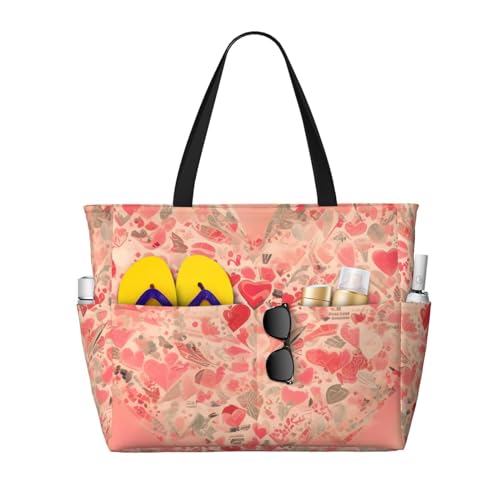 ShyHhts Rote Herz-Blumen große Kapazität Strand Reisetasche Damen Handtasche ist wasserdicht und sanddicht, geeignet für Reisen, Strandurlaub usw. ShyHhts Rote Herz-Blumen große Kapazität Strand Reisetasche Damen Handtasche ist wasserdicht und sanddicht, geeignet für Reisen, Strandurlaub usw. von ShyHhts