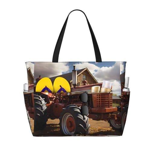 ShyHhts Rote Traktor-Reisetasche mit großem Fassungsvermögen, Damen-Handtasche ist wasserdicht und sanddicht, geeignet für Reisen, Strandurlaub usw. ShyHhts Rote Traktor-Reisetasche mit großem Fassungsvermögen, Damen-Handtasche ist wasserdicht und sanddicht, geeignet für Reisen, Strandurlaub usw. von ShyHhts