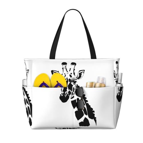 ShyHhts Schwarze und weiße Giraffe große Kapazität, Strand-Reisetasche, Damen-Handtasche ist wasserdicht und sanddicht, geeignet für Reisen, Strandurlaub usw. ShyHhts Schwarze und weiße Giraffe große Kapazität, Strand-Reisetasche, Damen-Handtasche ist wasserdicht und sanddicht, geeignet für Reisen, Strandurlaub usw. von ShyHhts