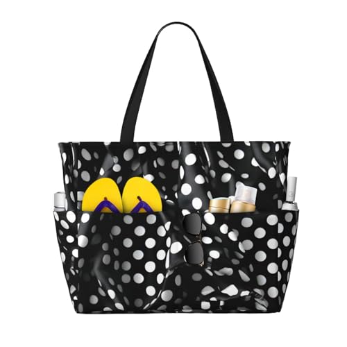 ShyHhts Schwarze und weiße Wellpappe, große Kapazität, Strand-Reisetasche, Damen-Handtasche ist wasserdicht und sanddicht, geeignet für Reisen, Strandurlaub usw. ShyHhts Schwarze und weiße Wellpappe, große Kapazität, Strand-Reisetasche, Damen-Handtasche ist wasserdicht und sanddicht, geeignet für Reisen, Strandurlaub usw. von ShyHhts