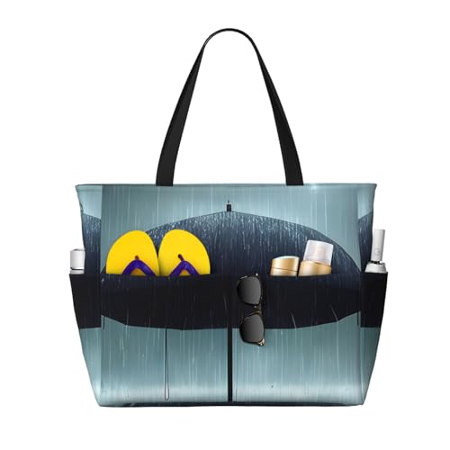 ShyHhts Schwarzer Regenschirm im Regen, große Kapazität, Strand-Reisetasche, Damen-Handtasche ist wasserdicht und sanddicht, geeignet für Reisen, Strandurlaub usw. ShyHhts Schwarzer Regenschirm im Regen, große Kapazität, Strand-Reisetasche, Damen-Handtasche ist wasserdicht und sanddicht, geeignet für Reisen, Strandurlaub usw. von ShyHhts