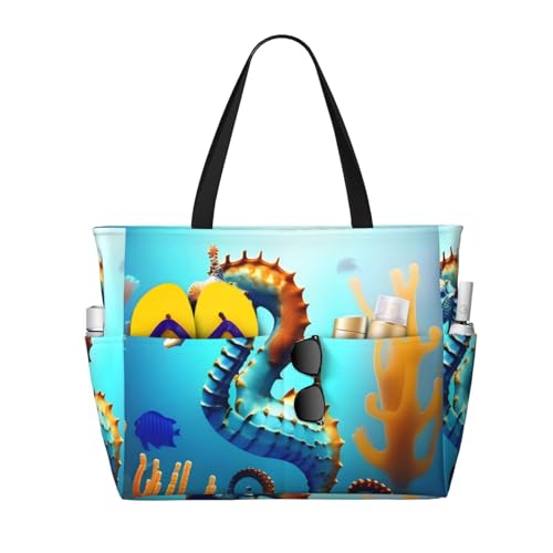 ShyHhts Seabed Coral Seepferdchen Große Kapazität Strand Reisetasche Damen Handtasche ist wasserdicht und sanddicht, geeignet für Reisen, Strandurlaub usw. ShyHhts Seabed Coral Seepferdchen Große Kapazität Strand Reisetasche Damen Handtasche ist wasserdicht und sanddicht, geeignet für Reisen, Strandurlaub usw. von ShyHhts