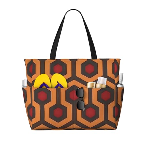 ShyHhts Shining Overlook Strand-Reisetasche mit großem Fassungsvermögen, Damen-Handtasche ist wasserdicht und sanddicht, geeignet für Reisen, Strandurlaub usw., Schwarz von ShyHhts
