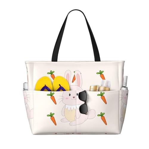 ShyHhts Smiling Rabbit Große Kapazität Strand Reisetasche Damen Handtasche ist wasserdicht und sanddicht, geeignet für Reisen, Strandurlaub usw. von ShyHhts