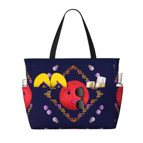 ShyHhts Smiling Red Oranges Strand-Reisetasche, große Kapazität, Damen-Handtasche ist wasserdicht und sanddicht, geeignet für Reisen, Strandurlaub usw., Schwarz ShyHhts Smiling Red Oranges Strand-Reisetasche, große Kapazität, Damen-Handtasche ist wasserdicht und sanddicht, geeignet für Reisen, Strandurlaub usw., Schwarz von ShyHhts