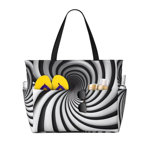 ShyHhts Spirale optische Täuschung, große Kapazität, Strand-Reisetasche, Damen-Handtasche ist wasserdicht und sanddicht, geeignet für Reisen, Strandurlaub usw. von ShyHhts