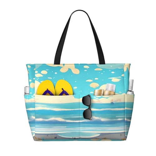 ShyHhts Strand-Cartoon-Reisetasche mit großem Fassungsvermögen, Damen-Handtasche ist wasserdicht und sanddicht, geeignet für Reisen, Strandurlaub usw. ShyHhts Strand-Cartoon-Reisetasche mit großem Fassungsvermögen, Damen-Handtasche ist wasserdicht und sanddicht, geeignet für Reisen, Strandurlaub usw. von ShyHhts