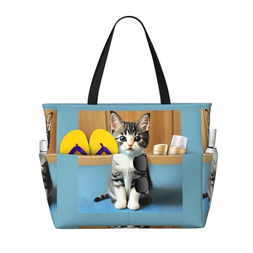 ShyHhts Strand-Reisetasche für Schlafzimmer, Kätzchen, große Kapazität, Damen-Handtasche ist wasserdicht und sanddicht, geeignet für Reisen, Strandurlaub usw. ShyHhts Strand-Reisetasche für Schlafzimmer, Kätzchen, große Kapazität, Damen-Handtasche ist wasserdicht und sanddicht, geeignet für Reisen, Strandurlaub usw. von ShyHhts