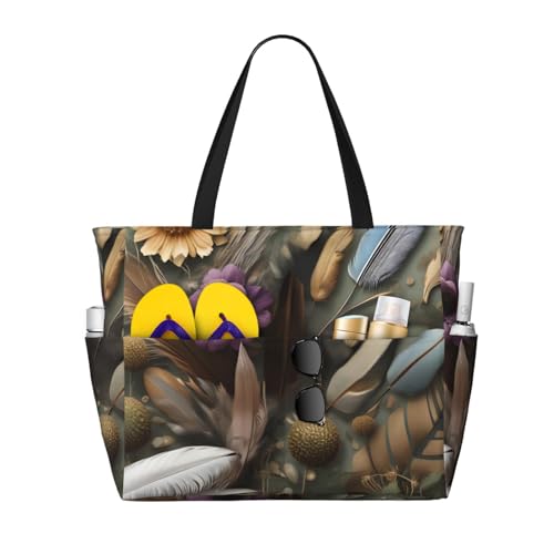 ShyHhts Strand-Reisetasche mit Federblumen, große Kapazität, Damen-Handtasche ist wasserdicht und sanddicht, geeignet für Reisen, Strandurlaub usw. ShyHhts Strand-Reisetasche mit Federblumen, große Kapazität, Damen-Handtasche ist wasserdicht und sanddicht, geeignet für Reisen, Strandurlaub usw. von ShyHhts