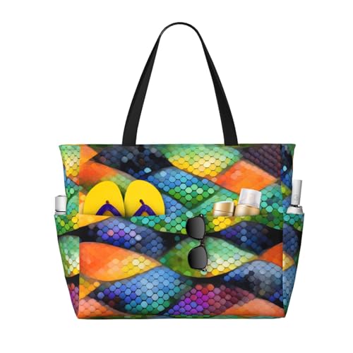 ShyHhts Strand-Reisetasche mit Regenbogenfischschuppen, große Kapazität, Damen-Handtasche ist wasserdicht und sanddicht, geeignet für Reisen, Strandurlaub usw., Schwarz ShyHhts Strand-Reisetasche mit Regenbogenfischschuppen, große Kapazität, Damen-Handtasche ist wasserdicht und sanddicht, geeignet für Reisen, Strandurlaub usw., Schwarz von ShyHhts