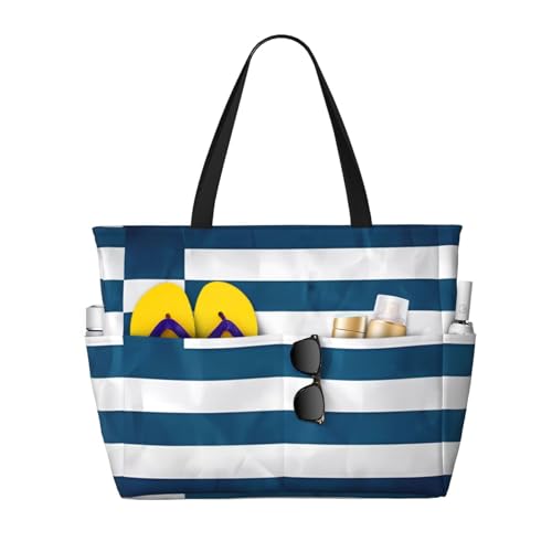 ShyHhts Strand-Reisetasche mit griechischer Flagge, große Kapazität, Damen-Handtasche ist wasserdicht und sanddicht, geeignet für Reisen, Strandurlaub usw. ShyHhts Strand-Reisetasche mit griechischer Flagge, große Kapazität, Damen-Handtasche ist wasserdicht und sanddicht, geeignet für Reisen, Strandurlaub usw. von ShyHhts