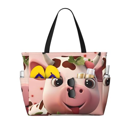 ShyHhts Strand-Reisetasche mit großem Fassungsvermögen von Kühen und Erdbeeren, Damen-Handtasche ist wasserdicht und sanddicht, geeignet für Reisen, Strandurlaub usw. ShyHhts Strand-Reisetasche mit großem Fassungsvermögen von Kühen und Erdbeeren, Damen-Handtasche ist wasserdicht und sanddicht, geeignet für Reisen, Strandurlaub usw. von ShyHhts