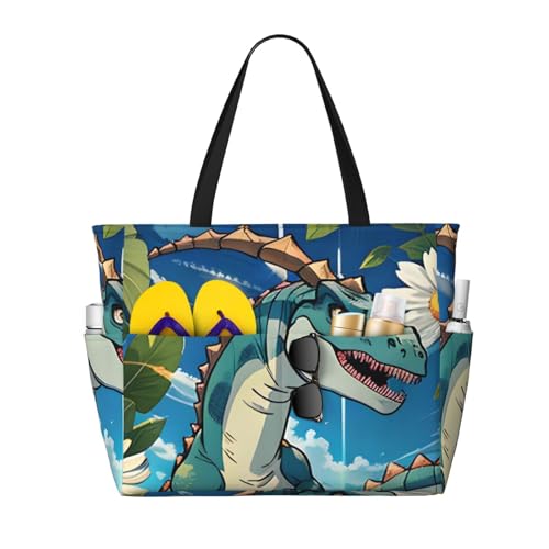 ShyHhts Süße Dinosaurier-Reisetasche mit großem Fassungsvermögen, Damen-Handtasche ist wasserdicht und sanddicht, geeignet für Reisen, Strandurlaub usw. ShyHhts Süße Dinosaurier-Reisetasche mit großem Fassungsvermögen, Damen-Handtasche ist wasserdicht und sanddicht, geeignet für Reisen, Strandurlaub usw. von ShyHhts