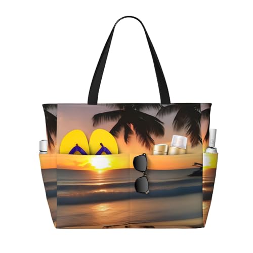 ShyHhts Sunset Beach große Kapazität, Strand-Reisetasche, Damen-Handtasche ist wasserdicht und sanddicht, geeignet für Reisen, Strandurlaub usw. von ShyHhts