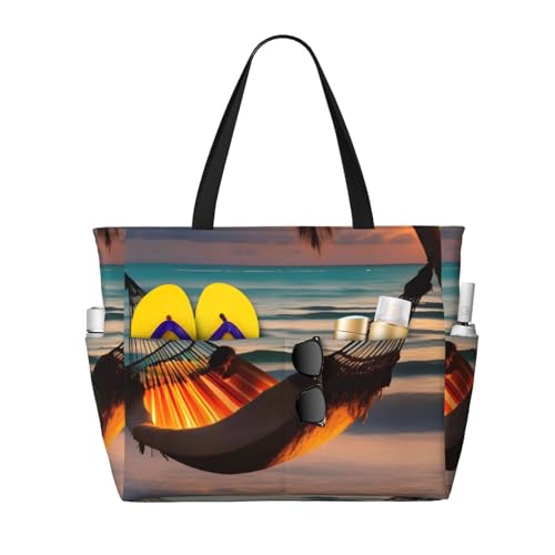 ShyHhts Sunset Strandhängematte, große Kapazität, Strand-Reisetasche, Damen-Handtasche ist wasserdicht und sanddicht, geeignet für Reisen, Strandurlaub usw., Schwarz ShyHhts Sunset Strandhängematte, große Kapazität, Strand-Reisetasche, Damen-Handtasche ist wasserdicht und sanddicht, geeignet für Reisen, Strandurlaub usw., Schwarz von ShyHhts