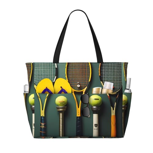 ShyHhts Tennisbälle und Schläger, große Kapazität, Strand-Reisetasche, Damen-Handtasche ist wasserdicht und sanddicht, geeignet für Reisen, Strandurlaub usw. ShyHhts Tennisbälle und Schläger, große Kapazität, Strand-Reisetasche, Damen-Handtasche ist wasserdicht und sanddicht, geeignet für Reisen, Strandurlaub usw. von ShyHhts