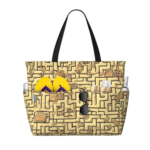 ShyHhts Treasure Maze Strand-Reisetasche mit großer Kapazität, Damen-Handtasche ist wasserdicht und sanddicht, geeignet für Reisen, Strandurlaub usw. ShyHhts Treasure Maze Strand-Reisetasche mit großer Kapazität, Damen-Handtasche ist wasserdicht und sanddicht, geeignet für Reisen, Strandurlaub usw. von ShyHhts