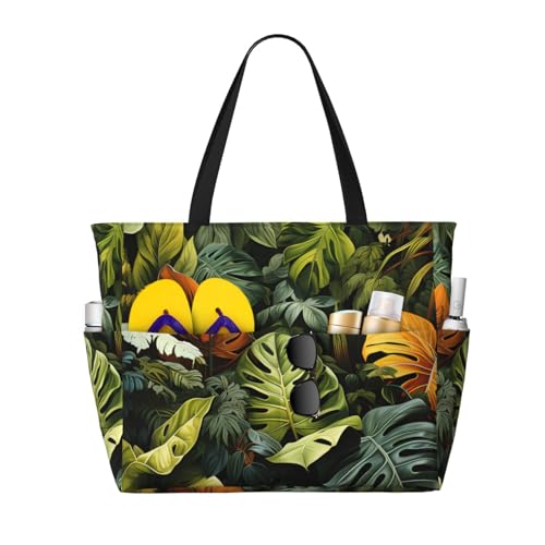 ShyHhts Tropischer Regenwald Palmenblätter große Kapazität Strand Reisetasche Damen Handtasche ist wasserdicht und sanddicht, geeignet für Reisen, Strandurlaub usw. ShyHhts Tropischer Regenwald Palmenblätter große Kapazität Strand Reisetasche Damen Handtasche ist wasserdicht und sanddicht, geeignet für Reisen, Strandurlaub usw. von ShyHhts