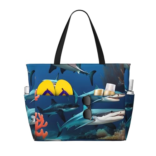 ShyHhts U-Boot-Haifischkorallen-Korallen-Strand-Reisetasche, Damen-Handtasche ist wasserdicht und sanddicht, geeignet für Reisen, Strandurlaub usw. ShyHhts U-Boot-Haifischkorallen-Korallen-Strand-Reisetasche, Damen-Handtasche ist wasserdicht und sanddicht, geeignet für Reisen, Strandurlaub usw. von ShyHhts