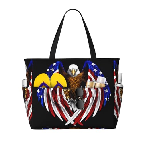 ShyHhts Usa Flag Patriotic Adler Große Kapazität Strand Reisetasche Damen Handtasche ist wasserdicht und sanddicht, geeignet für Reisen, Strandurlaub usw. ShyHhts Usa Flag Patriotic Adler Große Kapazität Strand Reisetasche Damen Handtasche ist wasserdicht und sanddicht, geeignet für Reisen, Strandurlaub usw. von ShyHhts