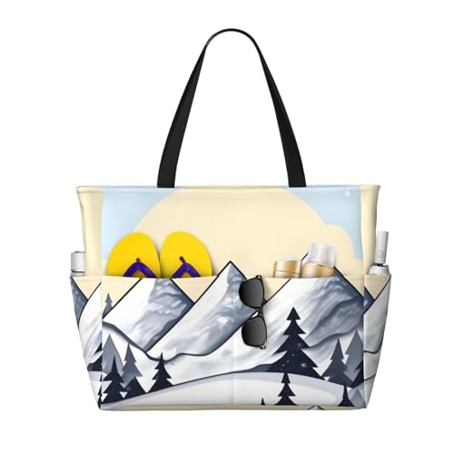 ShyHhts Weiße Schnee-Berge, große Kapazität, Strand-Reisetasche, Damen-Handtasche ist wasserdicht und sanddicht, geeignet für Reisen, Strandurlaub usw. ShyHhts Weiße Schnee-Berge, große Kapazität, Strand-Reisetasche, Damen-Handtasche ist wasserdicht und sanddicht, geeignet für Reisen, Strandurlaub usw. von ShyHhts