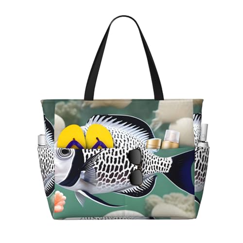ShyHhts Weiße tropische Fische, große Kapazität, Strand-Reisetasche, Damen-Handtasche ist wasserdicht und sanddicht, geeignet für Reisen, Strandurlaub usw. ShyHhts Weiße tropische Fische, große Kapazität, Strand-Reisetasche, Damen-Handtasche ist wasserdicht und sanddicht, geeignet für Reisen, Strandurlaub usw. von ShyHhts