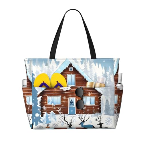 ShyHhts Winter-Rehkitz große Kapazität, Strand-Reisetasche, Damen-Handtasche ist wasserdicht und sanddicht, geeignet für Reisen, Strandurlaub usw. ShyHhts Winter-Rehkitz große Kapazität, Strand-Reisetasche, Damen-Handtasche ist wasserdicht und sanddicht, geeignet für Reisen, Strandurlaub usw. von ShyHhts