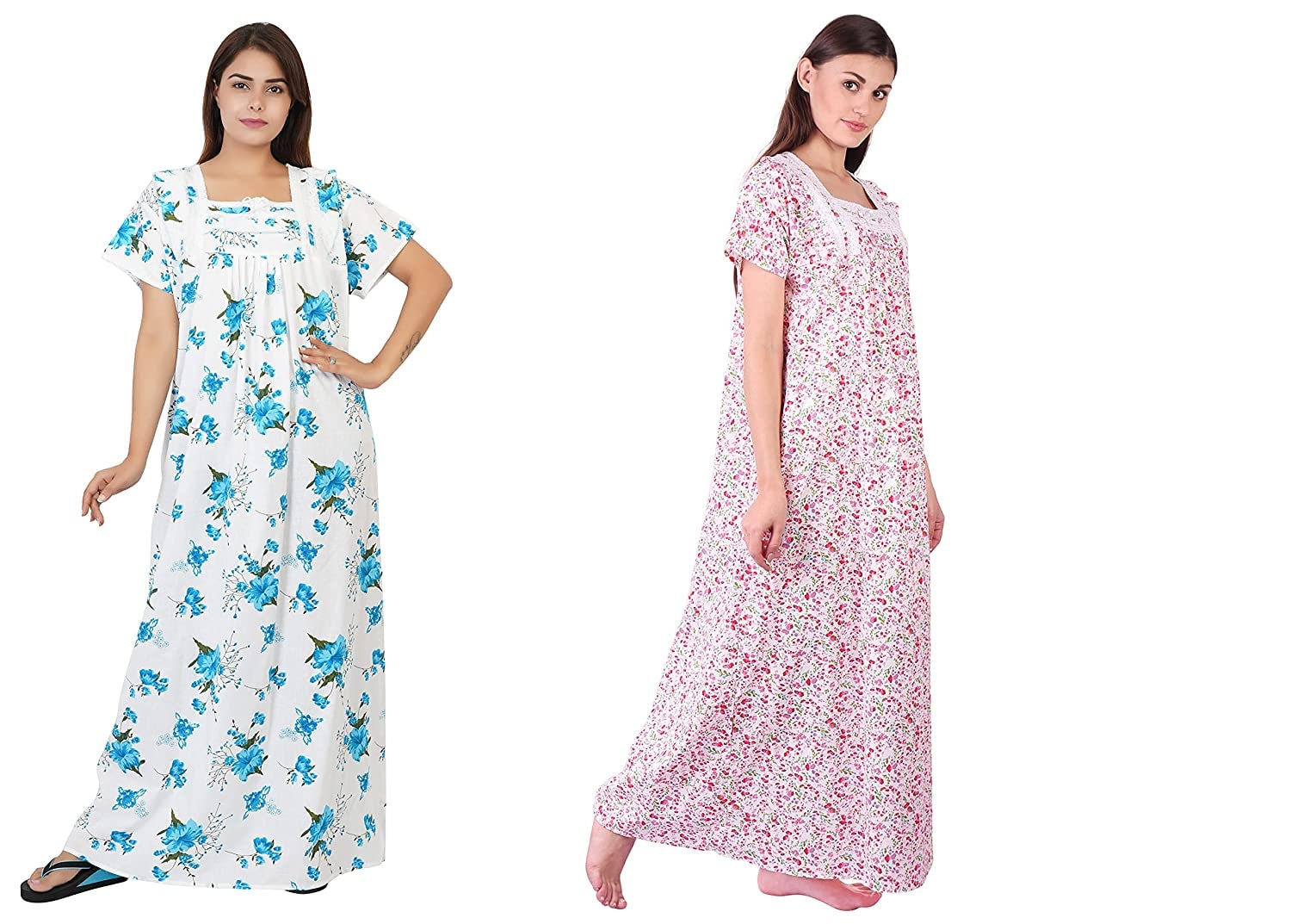 Kaufen Sie Kombination Von 2 Nighty Frauen Und Erhalten 1 Gratis Kleidung Weiches Baumwollnachty/Nachtwäsche Kleid Nachtkleid von ShyamBabaStore