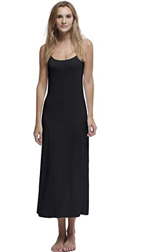 Frauen Vollschlupf Riemchen Sexy Kleid Lang Voll Cami Slip Kleid Ärmellos Nachthemden (Schwarz, XL) von Shylve