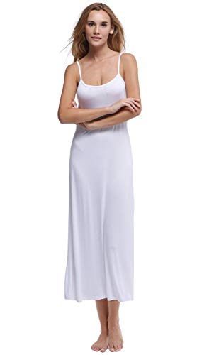 Frauen Vollschlupf Riemchen Sexy Kleid Lang Voll Cami Slip Kleid Ärmellos Nachthemden (Weiß, L) von Shylve