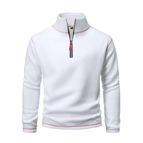 Black friday Pullover Herren Winter Half Zip Fleece Sweatshirt Warm Outdoor Fleecepullover Stehkragen Winterpullover Arbeitspullover Sport Pulli Gym Langarmshirt Longsleeve Seemannspullover Sweater von Shznruwy