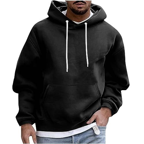 Sale Angebote Hoodie Herren mit Kapuze Solid Basic Kapuzenpullover Training Hoody mit Taschen Warm Kordelzug Sweatshirt Freizeit Winter Pullover Casual Langarm Arbeitspullover Pulli Sweater von Shznruwy