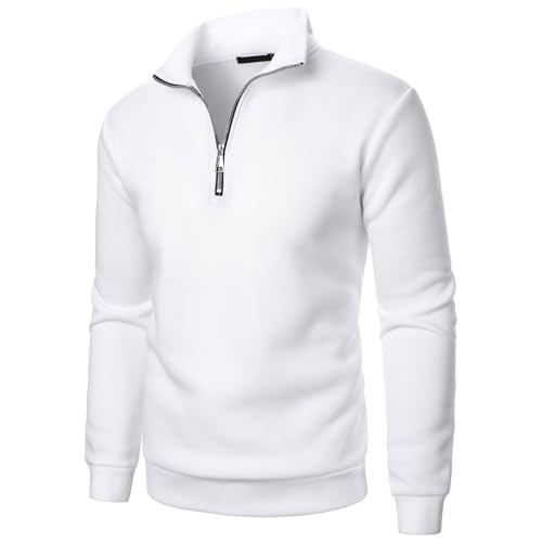 Shznruwy Pullover Herren Stehkragen 1/4 Half Zip V Ausschnitt Arbeitspullover Rollkragenpullover Stretch Winterpullover Winter Langarm Sweater Herrenpullover von Shznruwy