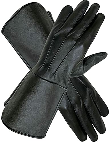 SI Herren Mittelalter Renaissance Cosplay Swordman Steampunk ungefüttert Lederhandschuhe, Schwarz, Large SI Herren Mittelalter Renaissance Cosplay Swordman Steampunk ungefüttert Lederhandschuhe, Schwarz, Large von Si