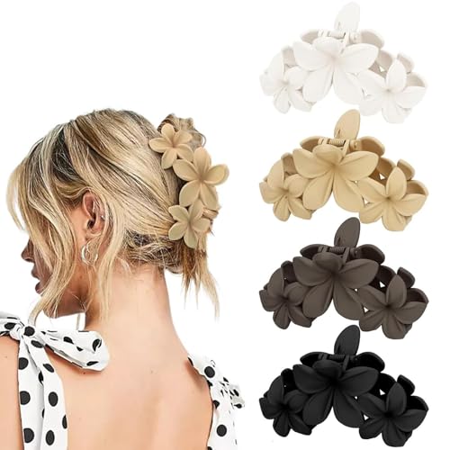 Haarklammer mit großer Blume, rutschfest, starker Halt, hawaiianische Haarklammer für mitteldickes Haar, für Damen und Mädchen, Hawaii-Haar-Accessoire (dunkle Farben, Schwarz) von SiHuiTu