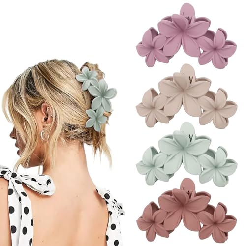Haarklammer mit großer Blume, rutschfest, starker Halt, hawaiianische Haarklammer für mitteldickes Haar, für Damen und Mädchen, Hawaii-Haar-Accessoire (dunkle Farben, Violett) von SiHuiTu