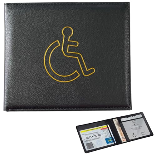 SiHuiTu Behindertenausweis und Timer-Halter, PU-Leder, Behindertenausweishalter, Brieftaschenschutz, blauer Ausweishalter, Schutz, Hologramm-Sicher, Behindertenausweishalter, schwarz von SiHuiTu