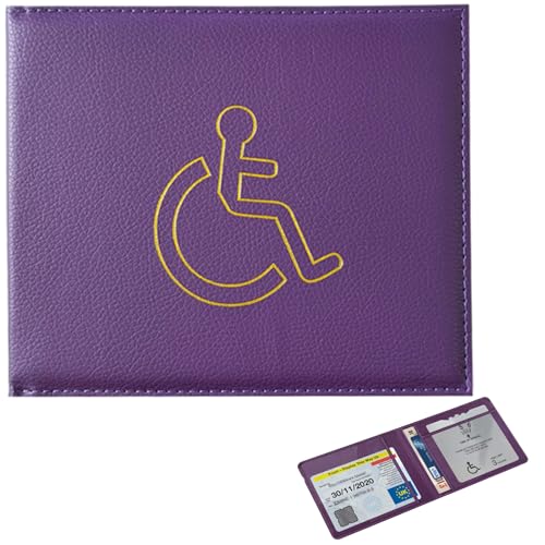 SiHuiTu Behindertenausweis und Timer-Halter, PU-Leder, Behindertenausweishalter, Brieftaschenschutz, blauer Ausweishalter, Schutz, Hologramm-Sicher, Behindertenausweishalter (lila) von SiHuiTu