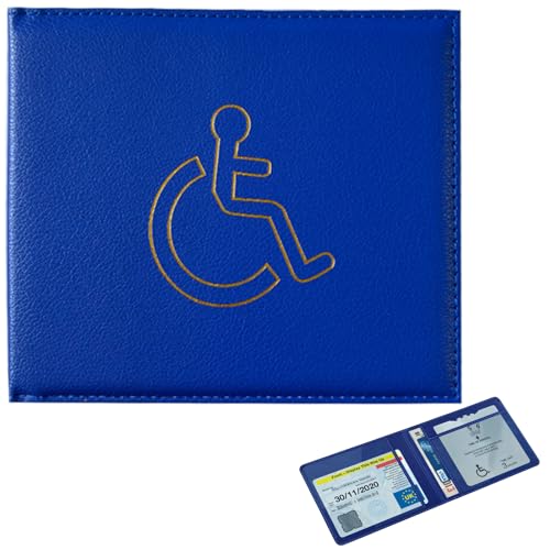 SiHuiTu Behindertenausweis und Timer-Halter, PU-Leder, Behindertenausweishalter, Brieftaschenschutz, blauer Ausweishalter, Schutz, Hologramm-sicher, Behindertenausweishalter (blau) von SiHuiTu
