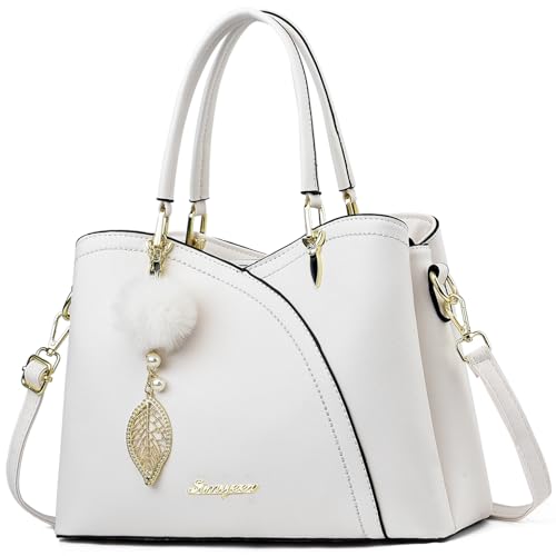 SiMYEER Geldbörsen und Handtaschen Top Handle Satchel Umhängetaschen Messenger Tote Bag für Damen, 3-cs Weiß von SiMYEER