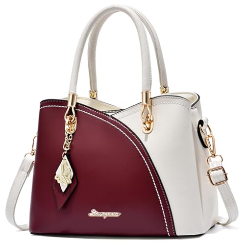 SiMYEER Geldbörsen und Handtaschen mit Griff oben, Schultertasche, Kuriertasche für Damen, 1-2 Weinrot von SiMYEER