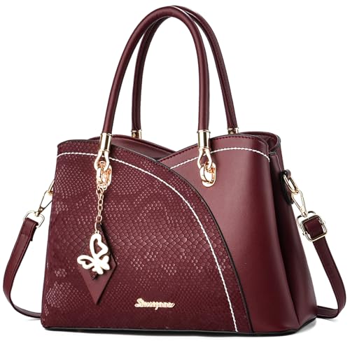 SiMYEER Geldbörsen und Handtaschen mit Tragegriff oben, Schultertasche, Kuriertasche für Damen, 2-1 lp Weinrot von SiMYEER