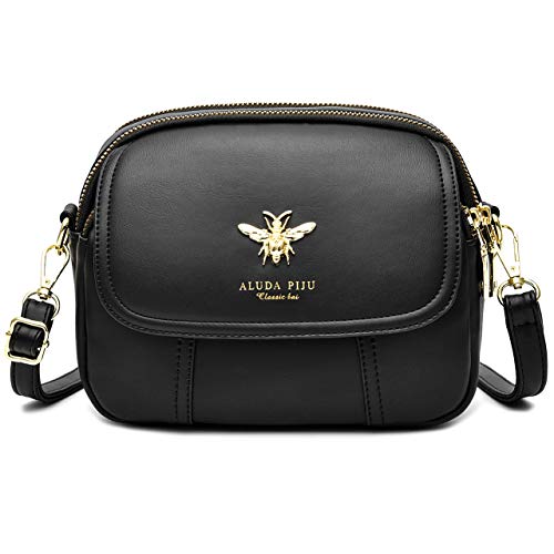 SiMYEER Modische Umhängetasche für Frauen kleine Damentaschen Messenger Bags, Schwarz, 20 x 8 x 16,5 cm von SiMYEER