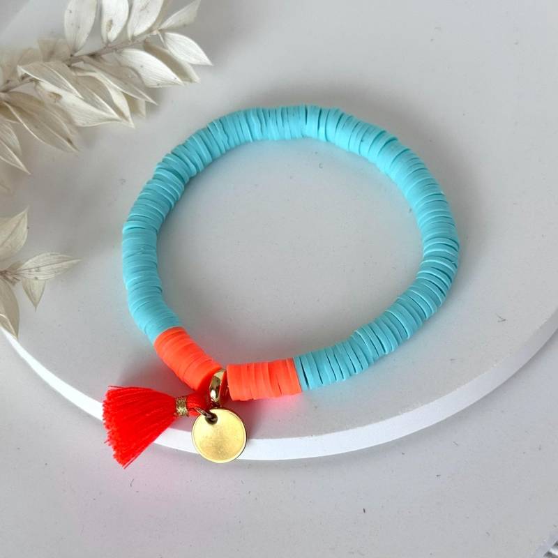 Armband Neon | Katsuki Orange Mint/Türkis Quaste Neonorange Aus Katsuki-Perlen Schmuck von SiOhLy