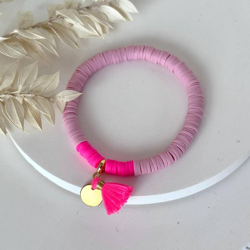 Armband Neon | Katsuki Pink Rosa Quaste Neonorange Aus Katsuki-Perlen Schmuck von SiOhLy