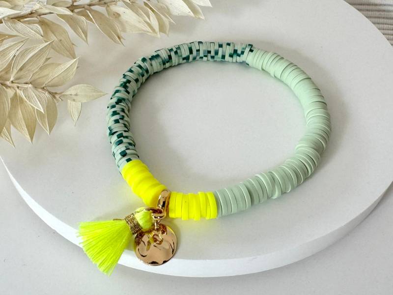 Katsuki Armband Grün Und Neon Gelb | Perlen 6mm Perlenarmband Hellgrün, Dunkelgrün von SiOhLy